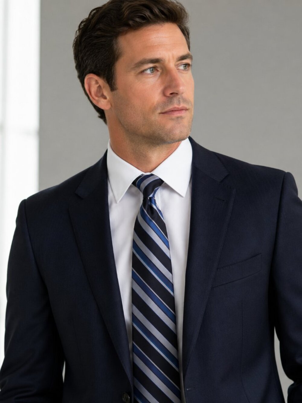 Protocol Multicolor Stripped Necktie Length 60.5" 3.7" Wide 100% Silk